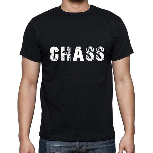 Chass Mens Short Sleeve Round Neck T-Shirt 5 Letters Black Word 00006 - Casual