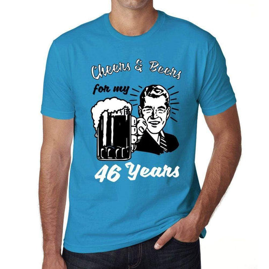 Cheers And Beers For My 46 Years Mens T-Shirt Blue 46Th Birthday Gift 00417 - Blue / Xs - Casual