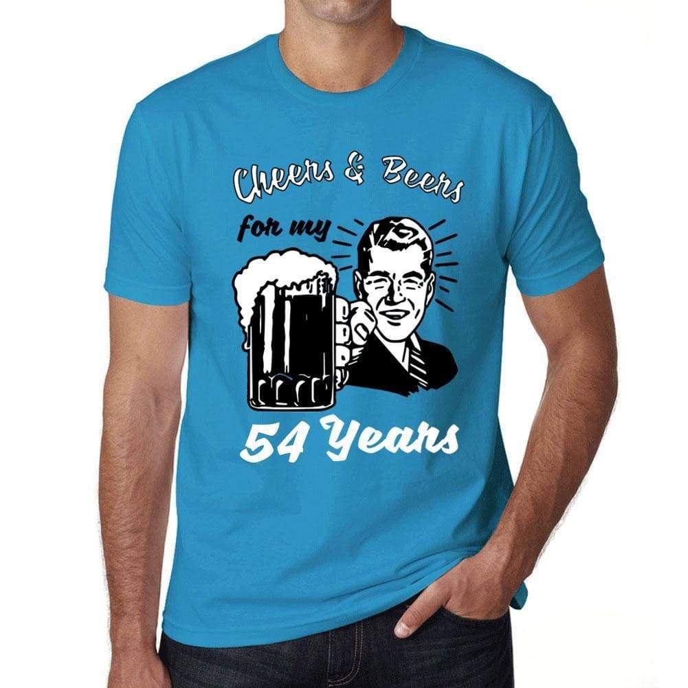 Cheers And Beers For My 54 Years Mens T-Shirt Blue 54Th Birthday Gift 00417 - Blue / Xs - Casual