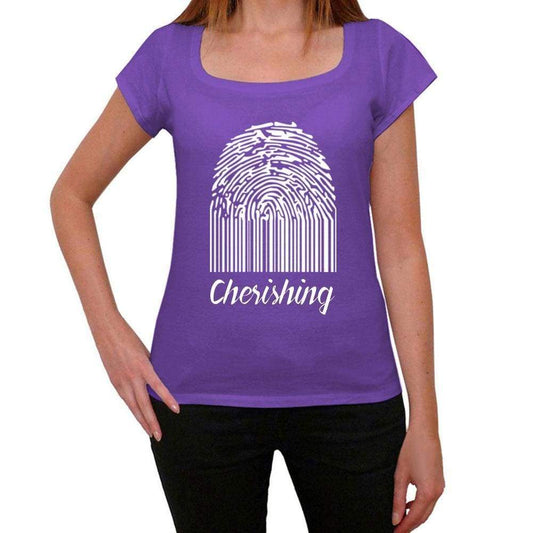 Cherishing Fingerprint Purple Womens Short Sleeve Round Neck T-Shirt Gift T-Shirt 00310 - Purple / Xs - Casual