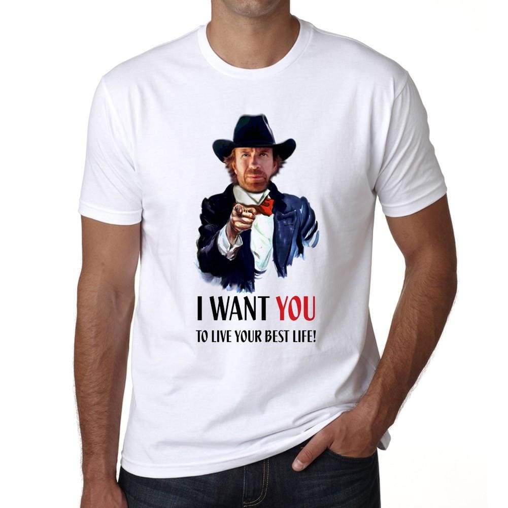 Chuck Norris Wants You Mens White Tee 100% Cotton 00217