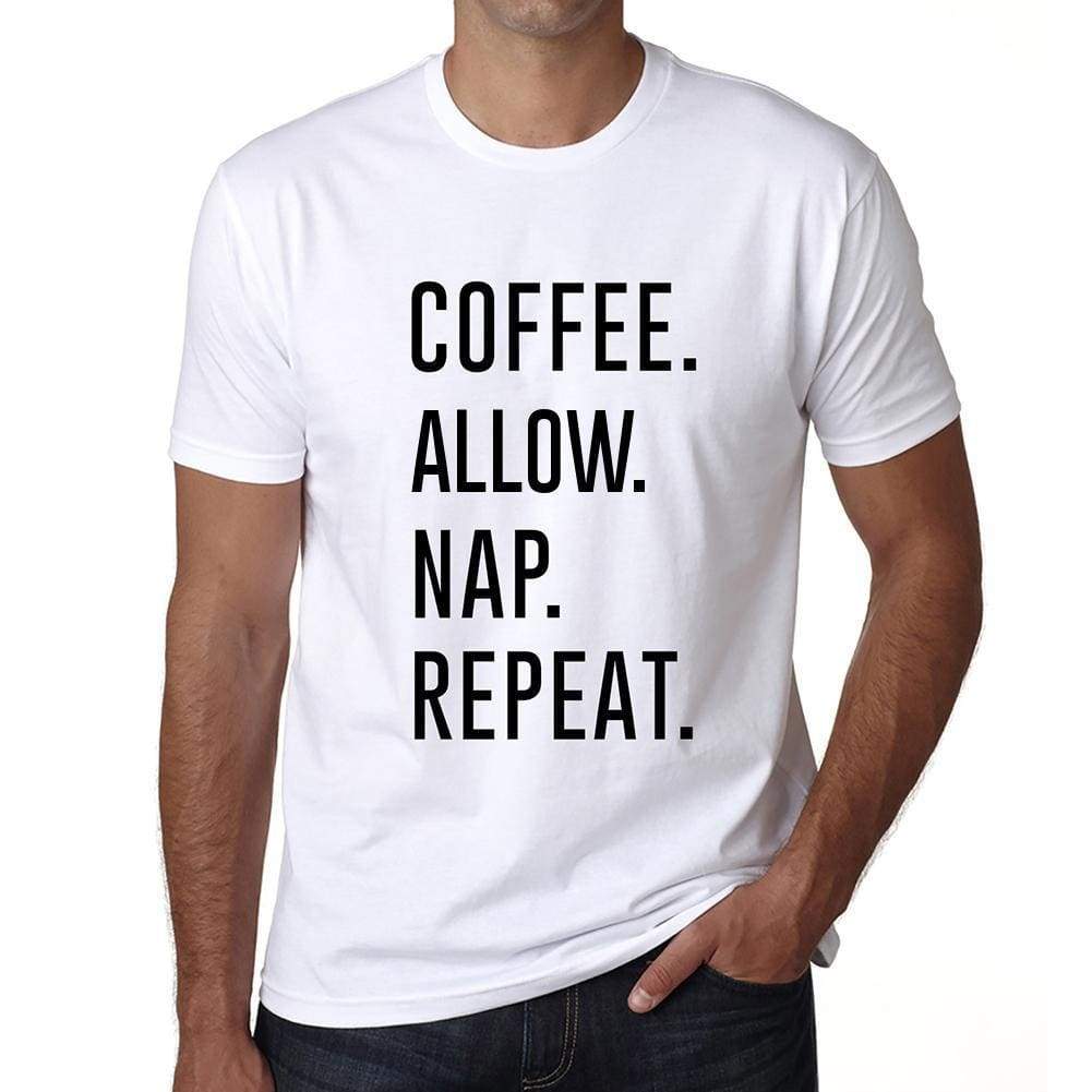 Coffee Allow Nap Repeat Mens Short Sleeve Round Neck T-Shirt 00058 - White / S - Casual