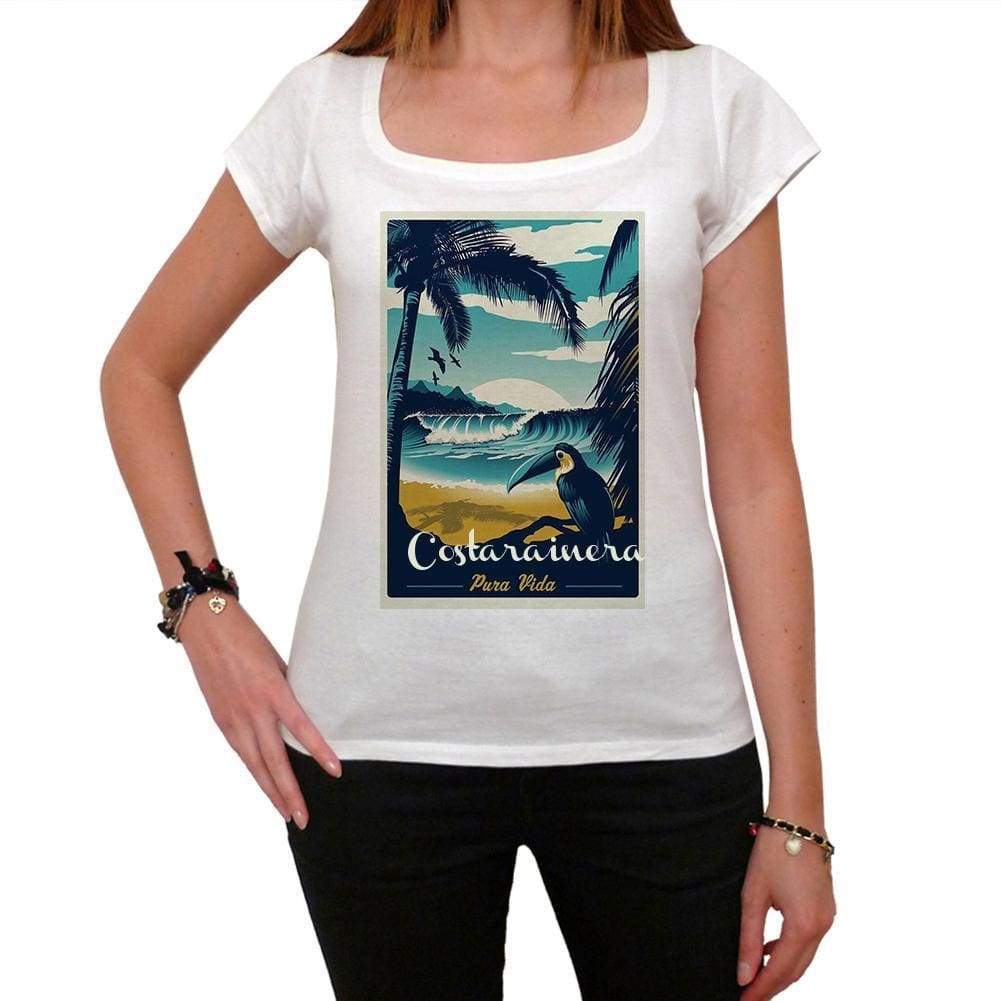 Costarainera Pura Vida Beach Name White Womens Short Sleeve Round Neck T-Shirt 00297 - White / Xs - Casual