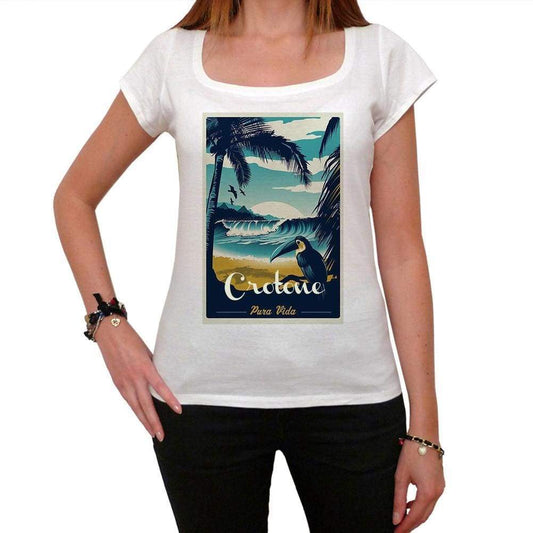 Crotone Pura Vida Beach Name White Womens Short Sleeve Round Neck T-Shirt 00297 - White / Xs - Casual