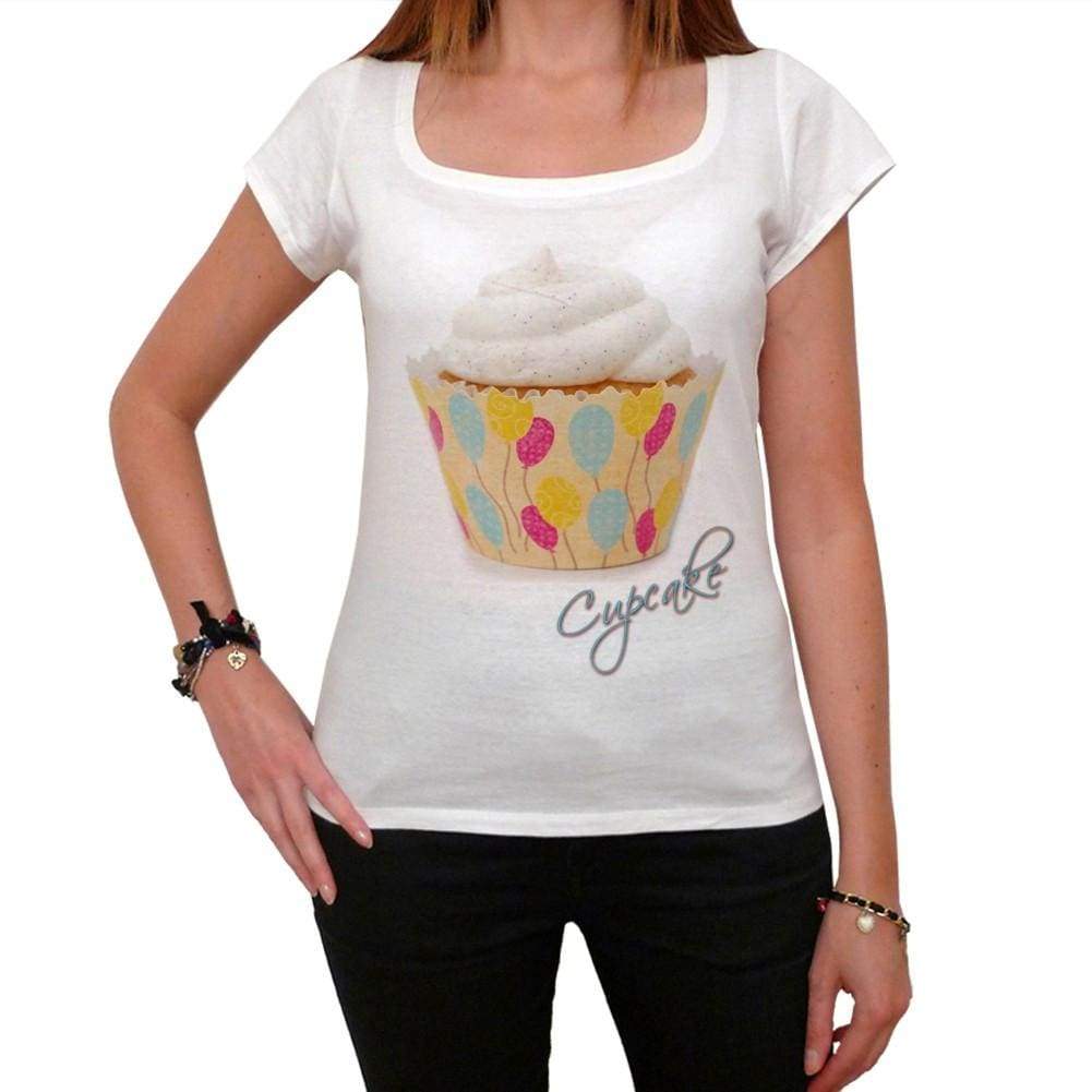 Cupcake Birthday Balloons Womens Short Sleeve Scoop Neck Tee 00152