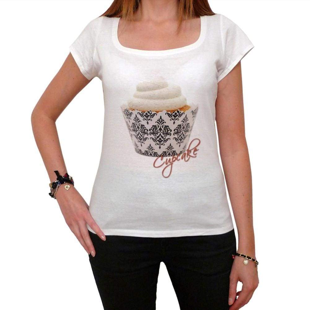 Cupcake Black Damask Womens Short Sleeve Scoop Neck Tee 00152