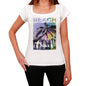 Dewey Beach Name Palm White Womens Short Sleeve Round Neck T-Shirt 00287 - White / Xs - Casual