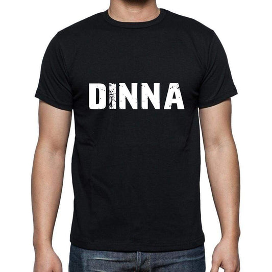 Dinna Mens Short Sleeve Round Neck T-Shirt 5 Letters Black Word 00006 - Casual