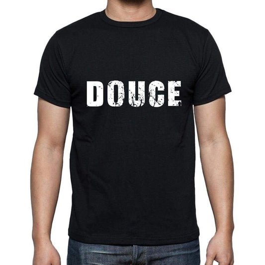 Douce Mens Short Sleeve Round Neck T-Shirt 5 Letters Black Word 00006 - Casual