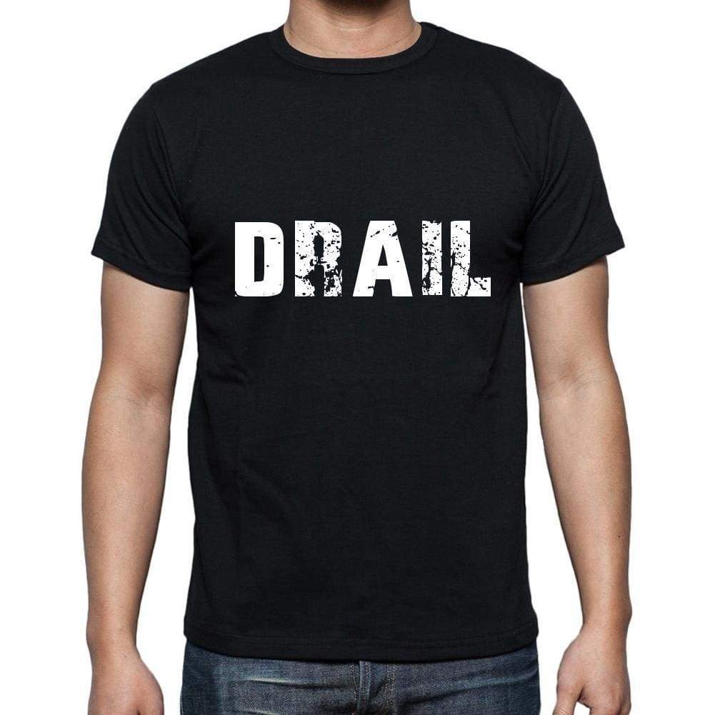 Drail Mens Short Sleeve Round Neck T-Shirt 5 Letters Black Word 00006 - Casual