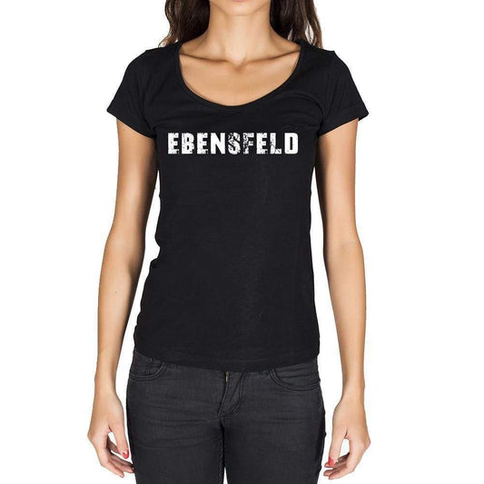Ebensfeld German Cities Black Womens Short Sleeve Round Neck T-Shirt 00002 - Casual