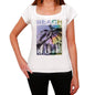 El Castillo Beach Name Palm White Womens Short Sleeve Round Neck T-Shirt 00287 - White / Xs - Casual