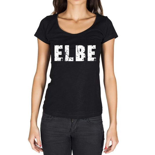 Elbe German Cities Black Womens Short Sleeve Round Neck T-Shirt 00002 - Casual