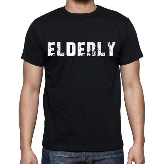 Elderly Mens Short Sleeve Round Neck T-Shirt Black T-Shirt En