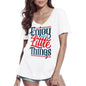 ULTRABASIC Women's V-Neck T-Shirt Enjoy The Little Things - Short Sleeve Tee shirt