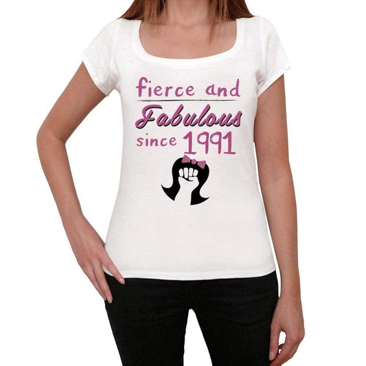 Fierce And Fabulous Since 1991 Womens T-Shirt White Birthday Gift 00424 - White / Xs - Casual