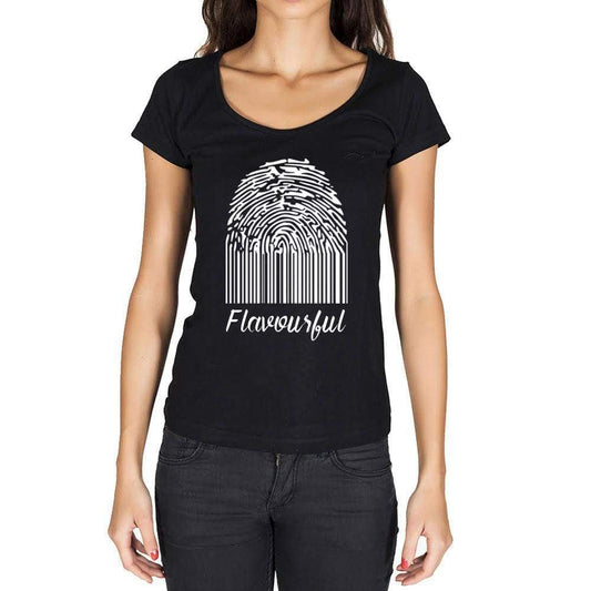 Flavourful Fingerprint Black Womens Short Sleeve Round Neck T-Shirt Gift T-Shirt 00305 - Black / Xs - Casual