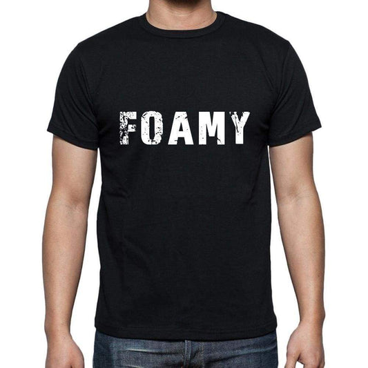 Foamy Mens Short Sleeve Round Neck T-Shirt 5 Letters Black Word 00006 - Casual