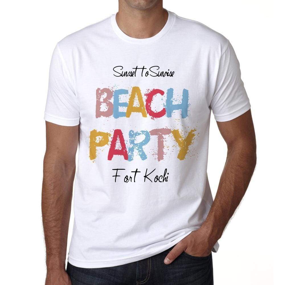 Fort Kochi Beach Party White Mens Short Sleeve Round Neck T-Shirt 00279 - White / S - Casual