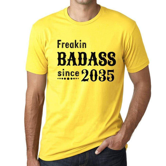 Freakin Badass Since 2035 Mens T-Shirt Yellow Birthday Gift 00396 - Yellow / Xs - Casual