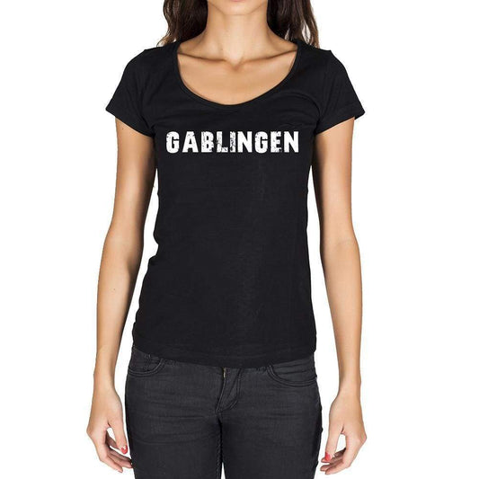 Gablingen German Cities Black Womens Short Sleeve Round Neck T-Shirt 00002 - Casual