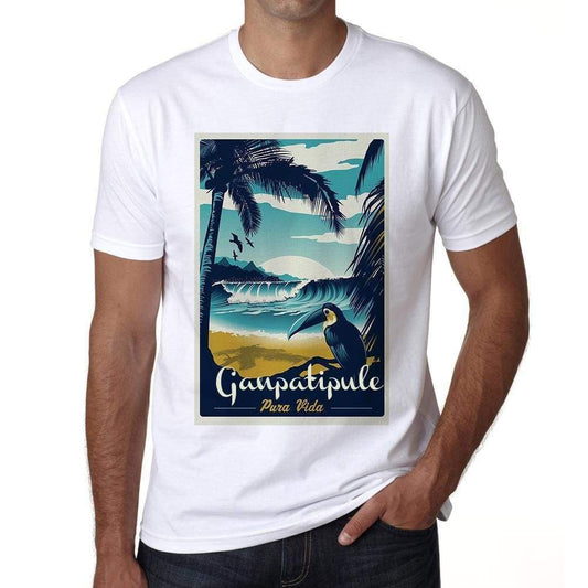 Ganpatipule Pura Vida Beach Name White Mens Short Sleeve Round Neck T-Shirt 00292 - White / S - Casual