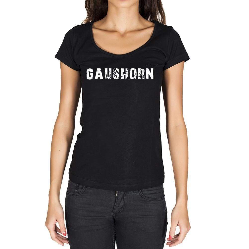 Gaushorn German Cities Black Womens Short Sleeve Round Neck T-Shirt 00002 - Casual