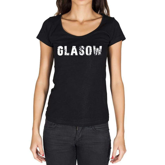 Glasow German Cities Black Womens Short Sleeve Round Neck T-Shirt 00002 - Casual