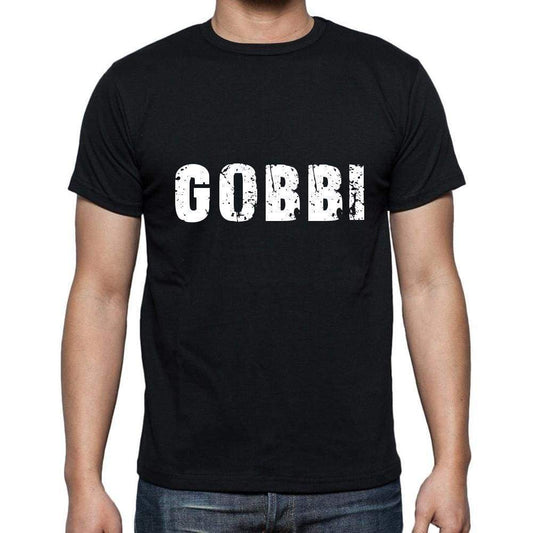 Gobbi Mens Short Sleeve Round Neck T-Shirt 5 Letters Black Word 00006 - Casual