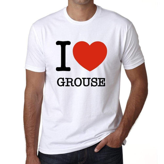 Grouse I Love Animals White Mens Short Sleeve Round Neck T-Shirt 00064 - White / S - Casual