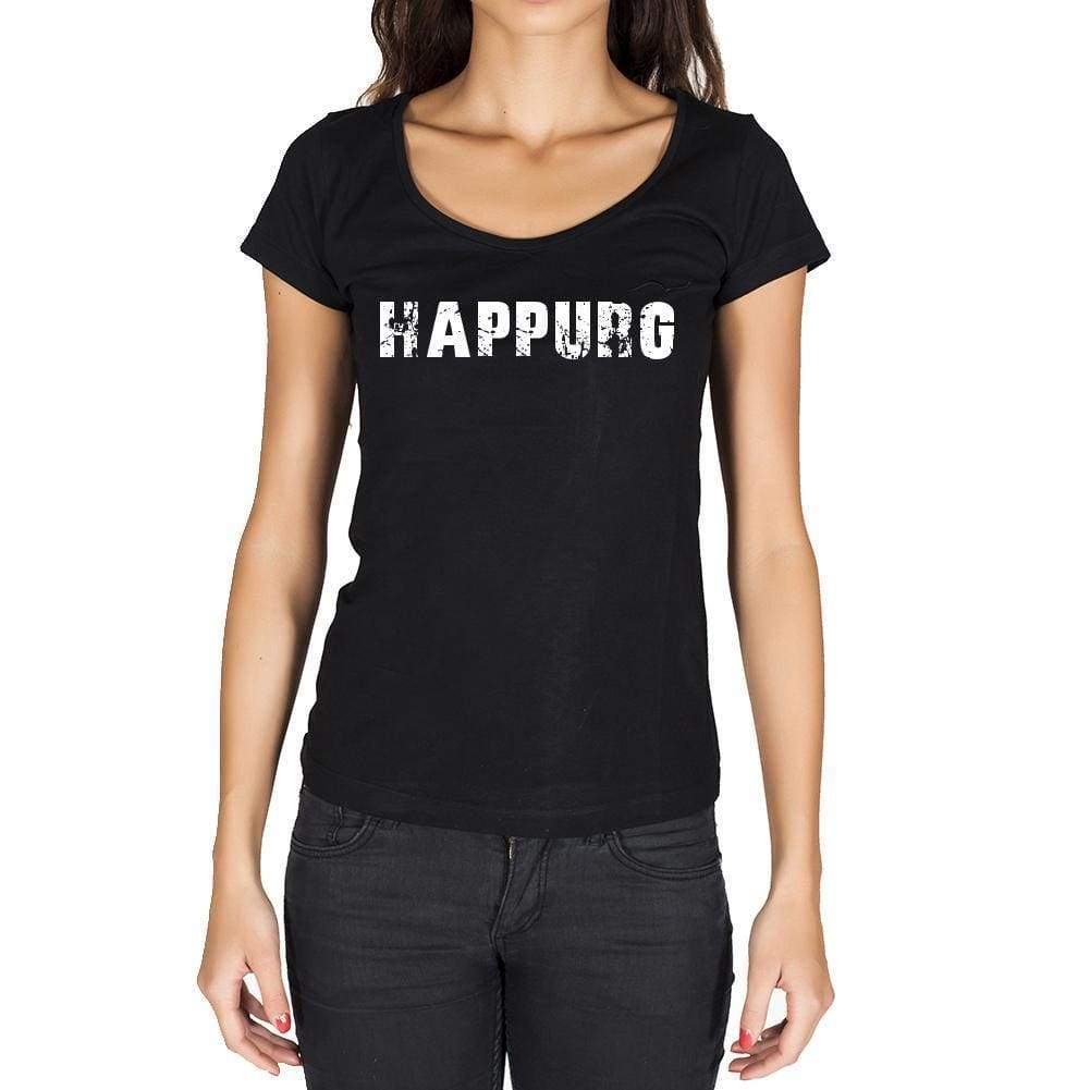 Happurg German Cities Black Womens Short Sleeve Round Neck T-Shirt 00002 - Casual