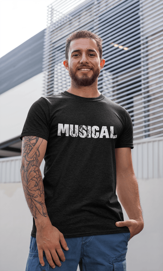 musical Men's Short Sleeve Round Neck T-shirt , Black T-shirt EN