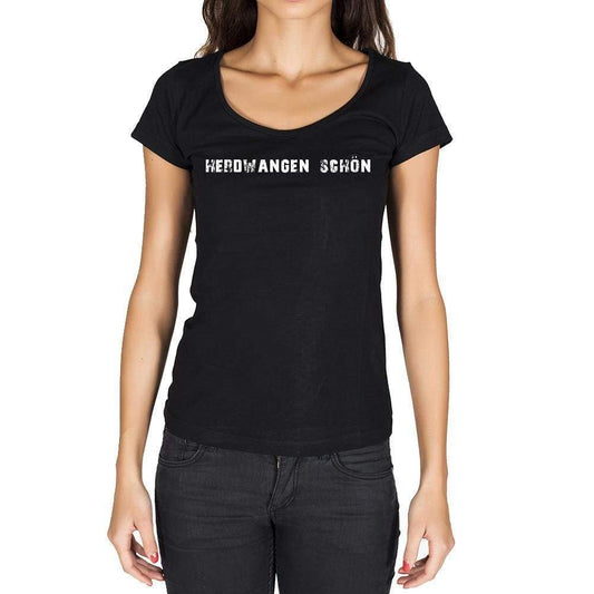 Herdwangen Schön German Cities Black Womens Short Sleeve Round Neck T-Shirt 00002 - Casual