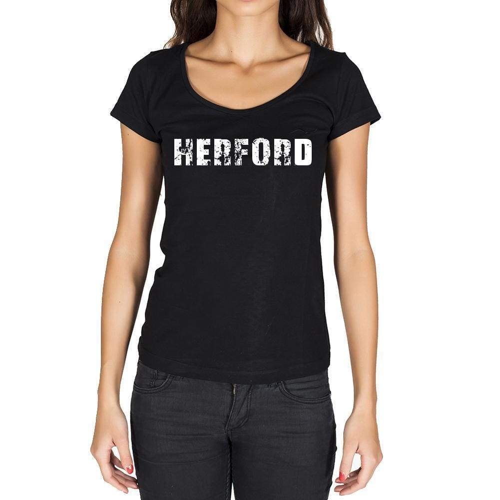 Herford German Cities Black Womens Short Sleeve Round Neck T-Shirt 00002 - Casual