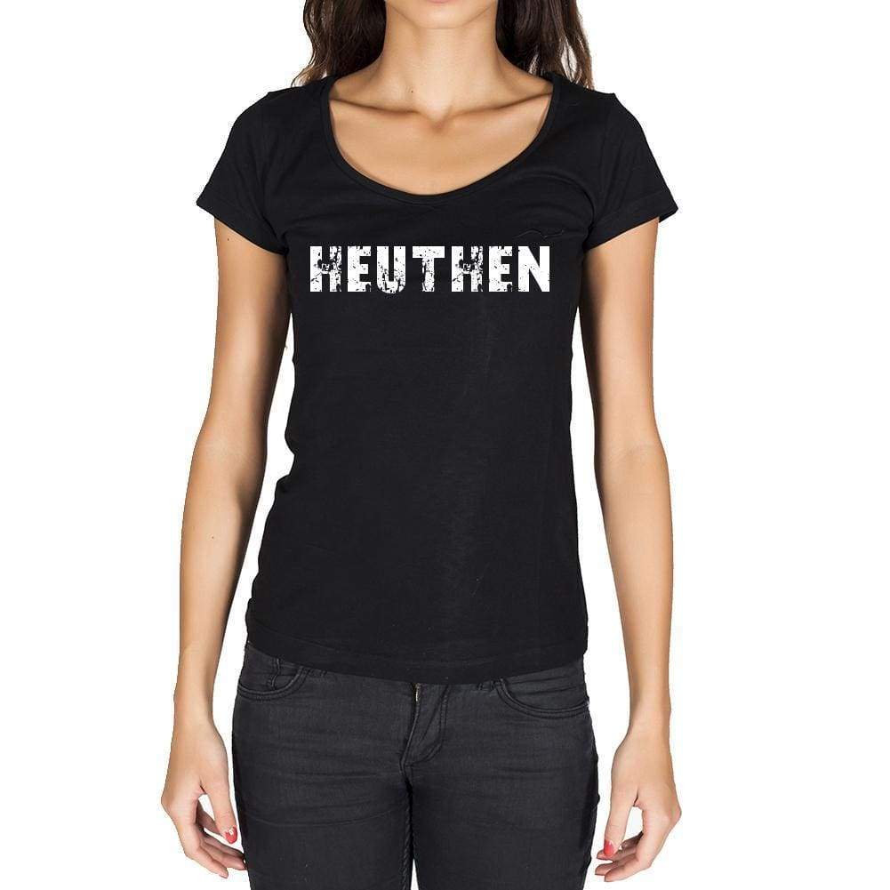 Heuthen German Cities Black Womens Short Sleeve Round Neck T-Shirt 00002 - Casual