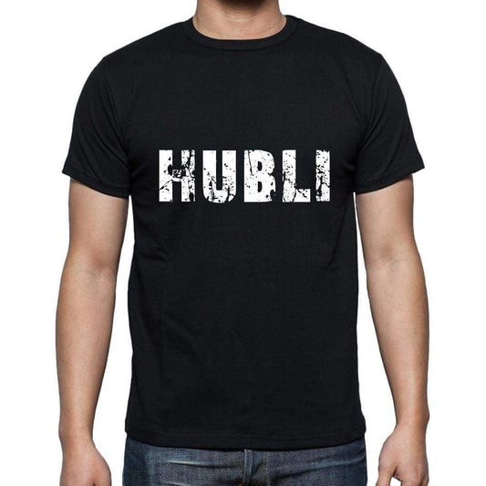 Hubli Mens Short Sleeve Round Neck T-Shirt 5 Letters Black Word 00006 - Casual
