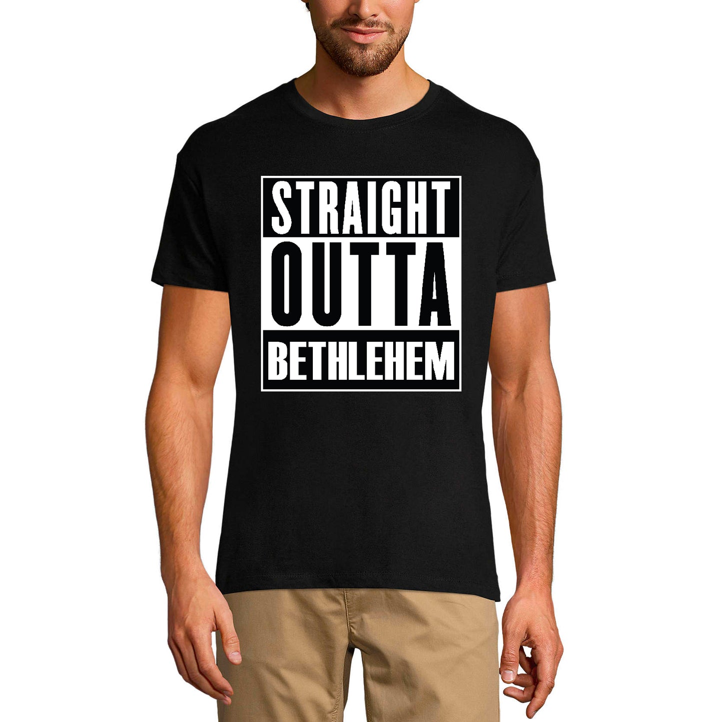 ULTRABASIC Men's Religious T-Shirt Straight Outta Betlehem - God Jesus Christ Shirt