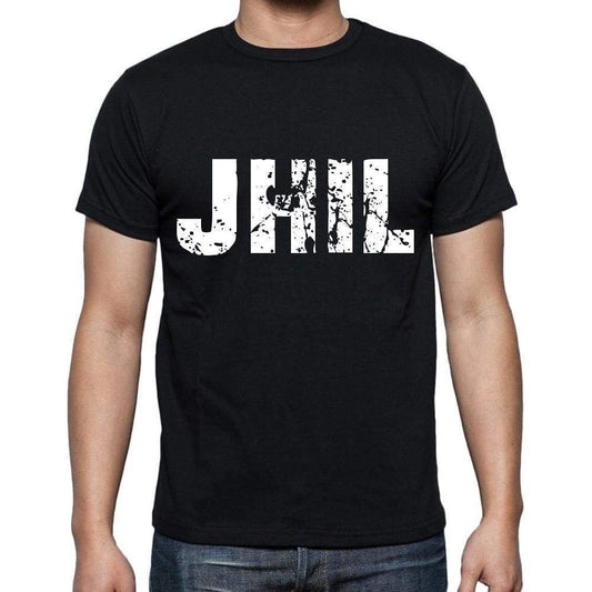 Jhil Mens Short Sleeve Round Neck T-Shirt 4 Letters Black - Casual