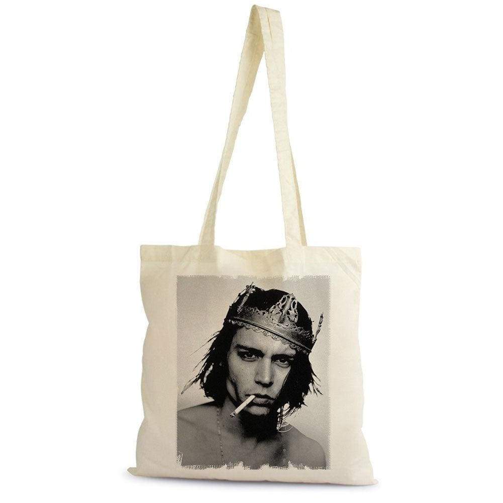 Johny Depp King Crown Tote Bag Shopping Natural Cotton Gift Beige 00272 - Beige / 100% Cotton - Tote Bag