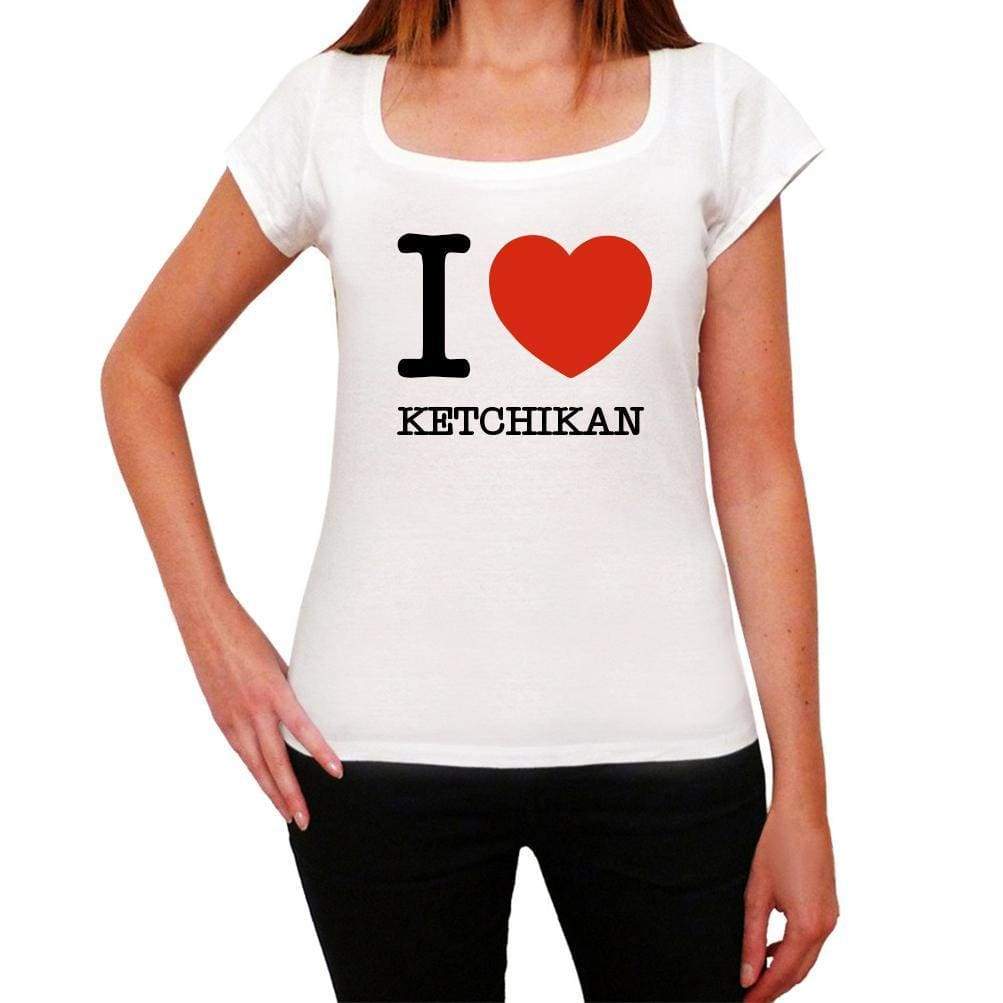 Ketchikan I Love Citys White Womens Short Sleeve Round Neck T-Shirt 00012 - White / Xs - Casual