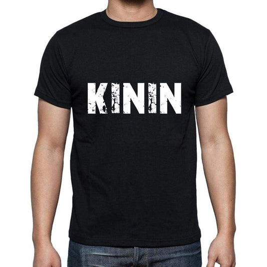 Kinin Mens Short Sleeve Round Neck T-Shirt 5 Letters Black Word 00006 - Casual