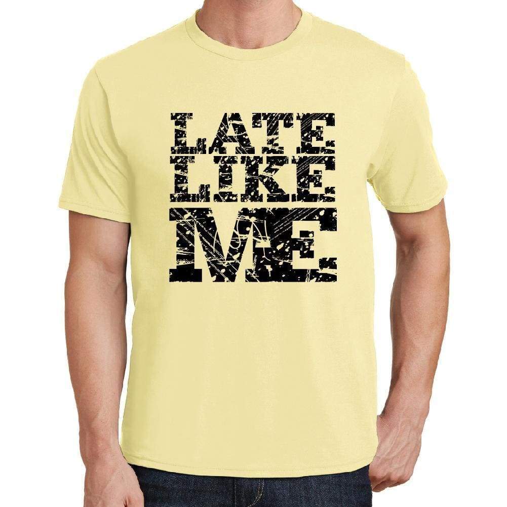 Late Like Me Yellow Mens Short Sleeve Round Neck T-Shirt 00294 - Yellow / S - Casual