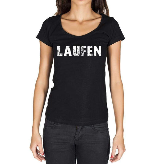 Laufen German Cities Black Womens Short Sleeve Round Neck T-Shirt 00002 - Casual