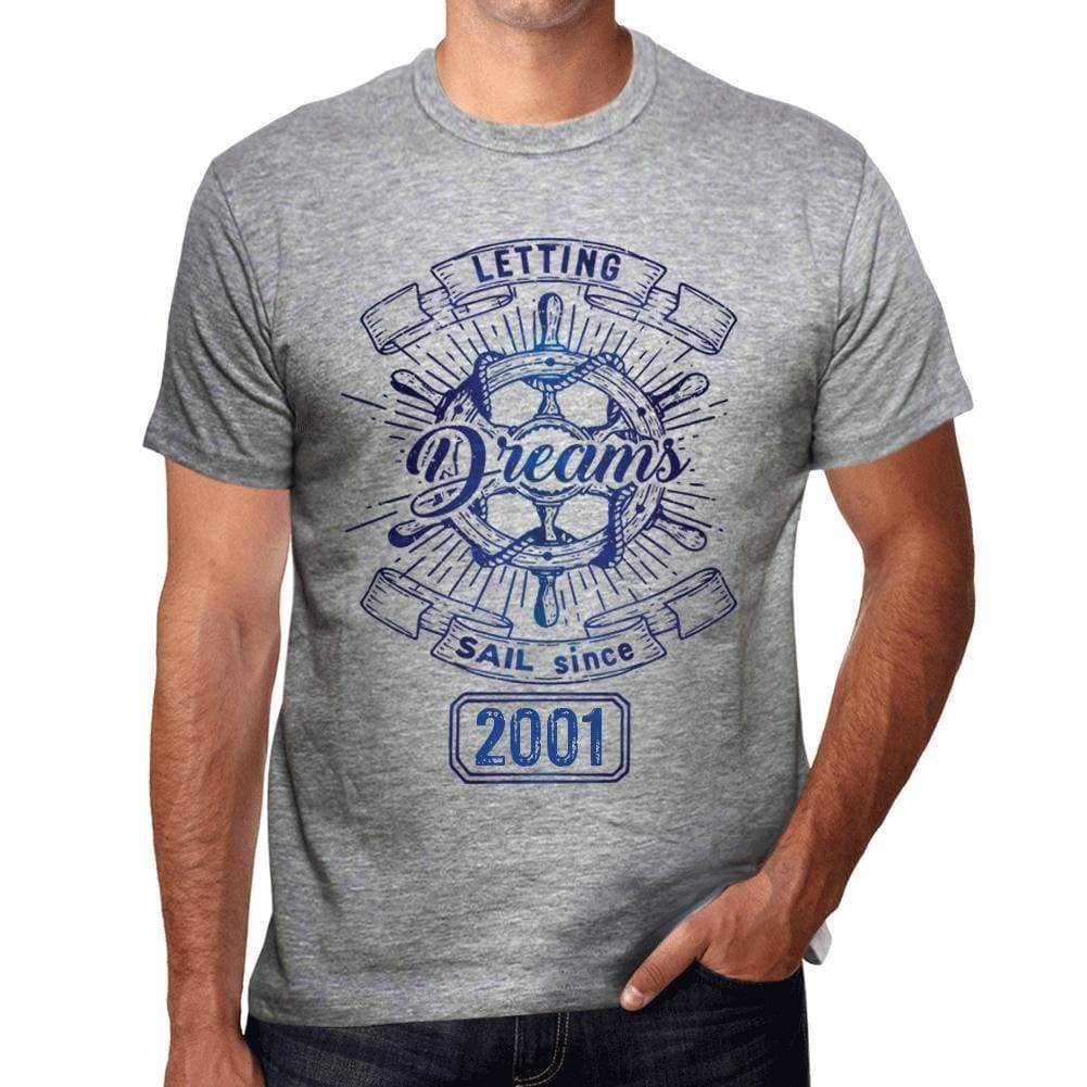 Letting Dreams Sail Since 2001 Mens T-Shirt Grey Birthday Gift 00403 - Grey / S - Casual