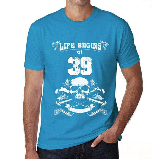 Life Begins At 39 Mens T-Shirt Blue Birthday Gift 00451 - Blue / Xs - Casual