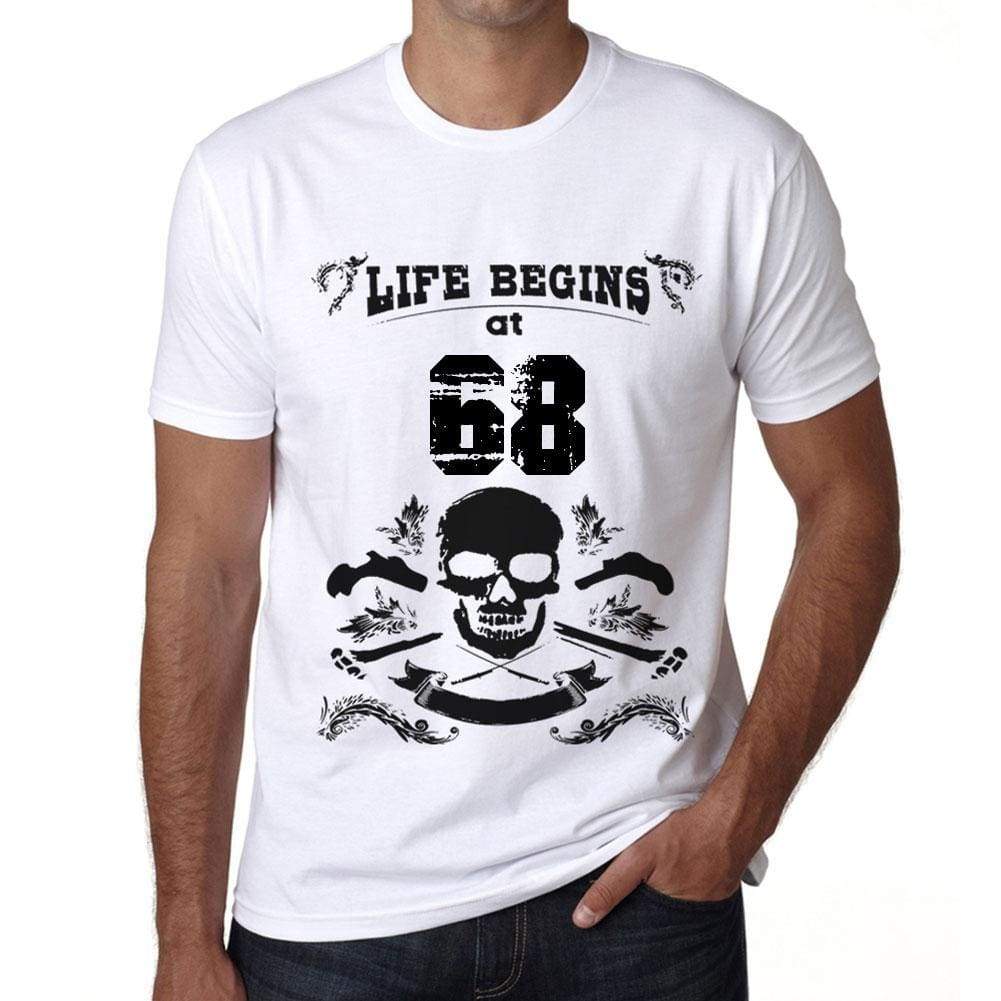 Life Begins At 68 Mens T-Shirt White Birthday Gift 00448 - White / Xs - Casual