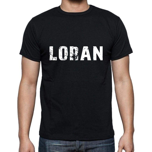 Loran Mens Short Sleeve Round Neck T-Shirt 5 Letters Black Word 00006 - Casual