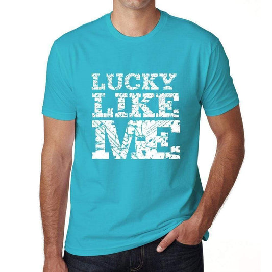 Lucky Like Me Blue Mens Short Sleeve Round Neck T-Shirt - Blue / S - Casual
