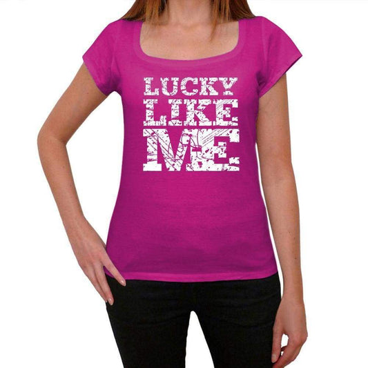 Lucky Like Me Pink Womens Short Sleeve Round Neck T-Shirt - Pink / Xs - Casual