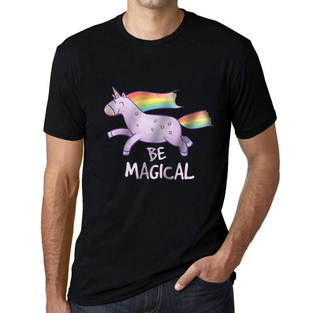 Mens Graphic T-Shirt Be Magical Unicorn Deep Black - Deep Black / XS / Cotton - T-Shirt